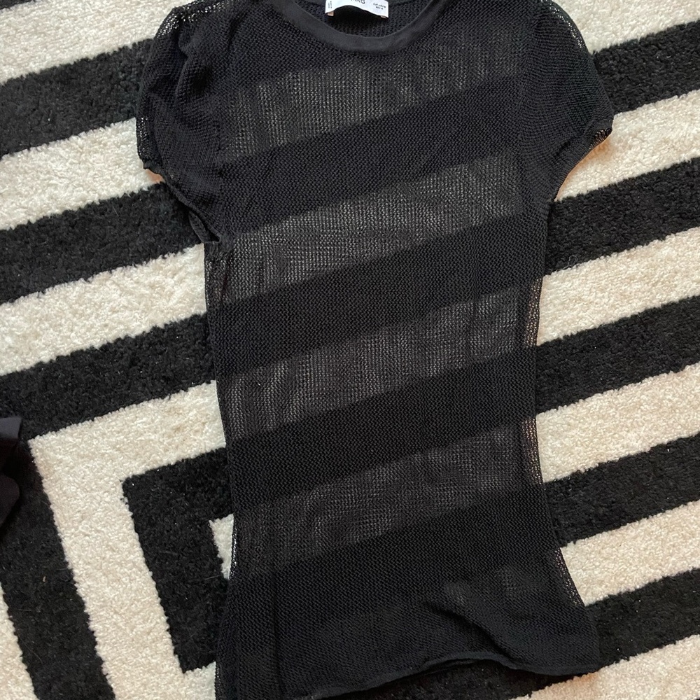 Mango Black Mesh Short Sleeve Top